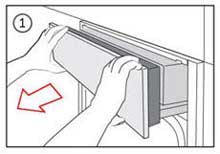 Как поднять/опустить панель вручную в пароварке Miele, рисунок 1.